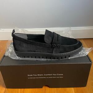 Vionic Updown Black Suede Loafer Academia Orthodic Comfort Work Punk size 10